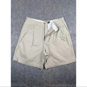 Vintage Chaps Ralph Lauren Chino Shorts Mens 36 Beige Cotton Pleated Golf Preppy